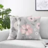 Sweet Jojo Designs Girl Decorative Throw Pillow Covers 18in. (Pillow Inserts Not Included) Watercolor Floral Grey Pink And White 2pc