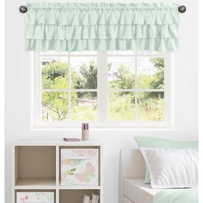 Sweet Jojo Designs Girl Window Valance Treatment 54in. Butterfly Floral Solid Green 3 Sweet Jojo Designs Girl Window Valance Treatment 54in. Butterfly Floral Solid Green