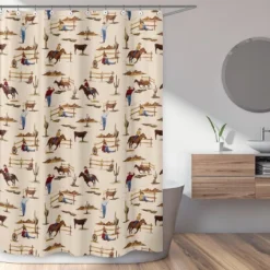 Sweet Jojo Designs Boy Shower Curtain 72in.x72in. Wild West Cowboy Multicolor