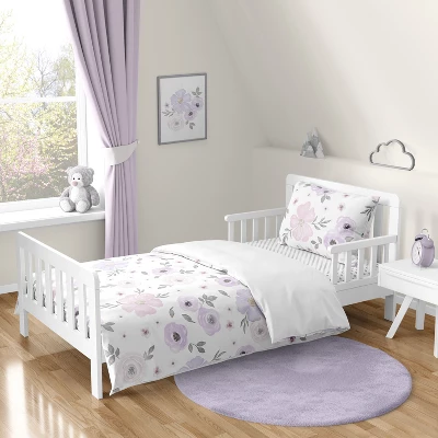 Sweet Jojo Designs Girl Toddler Bedding Set Watercolor Floral Purple Pink And Grey 5pc 8 Sweet Jojo Designs Girl Toddler Bedding Set Watercolor Floral Purple Pink And Grey 5pc - Image 6