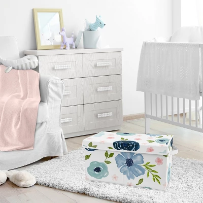 Sweet Jojo Designs Girl Fabric Storage Toy Bin Watercolor Floral Blue Pink And Grey 3 Sweet Jojo Designs Girl Fabric Storage Toy Bin Watercolor Floral Blue Pink And Grey