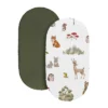 Sweet Jojo Designs Boy, Girl, Gender Neutral Baby Bassinet Fitted Sheets Set Watercolor Woodland Forest Animals Green Brown And Red 2pc
