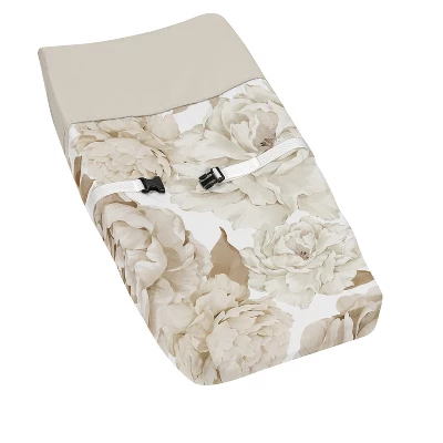 Sweet Jojo Designs Girl Changing Pad Cover Peony Floral Garden Taupe And Ivory 8 Sweet Jojo Designs Girl Changing Pad Cover Peony Floral Garden Taupe And Ivory - Image 6