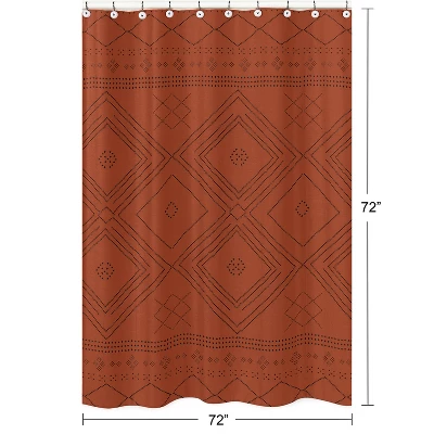 Sweet Jojo Designs Shower Curtain 72in.x72in. Boho Geometric Orange And Black 4 Sweet Jojo Designs Shower Curtain 72in.x72in. Boho Geometric Orange And Black - Image 2