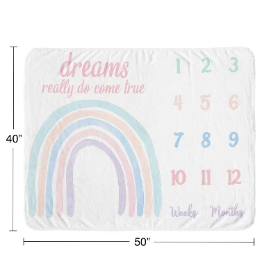 Sweet Jojo Designs Girl Baby Milestone Blanket Rainbow Pink Blue And Purple 4 Sweet Jojo Designs Girl Baby Milestone Blanket Rainbow Pink Blue And Purple - Image 2
