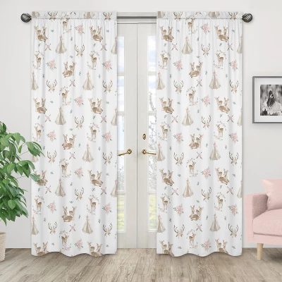 Sweet Jojo Designs Window Curtain Panels 84in. Deer Floral White Taupe And Pink 3 Sweet Jojo Designs Window Curtain Panels 84in. Deer Floral White Taupe And Pink