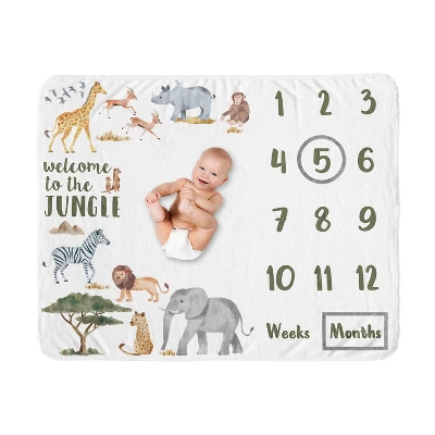 Sweet Jojo Designs Gender Neutral Baby Milestone Blanket Jungle Animals Multicolor 7 Sweet Jojo Designs Gender Neutral Baby Milestone Blanket Jungle Animals Multicolor - Image 5