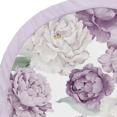 Sweet Jojo Designs Girl Baby Tummy Time Playmat Peony Floral Garden Purple And Ivory 4 Sweet Jojo Designs Girl Baby Tummy Time Playmat Peony Floral Garden Purple And Ivory - Image 2