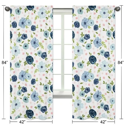2pc Sweet Jojo Designs Watercolor Floral Window Panel Pink/Blue - Sweet Jojo Designs 6 2pc Sweet Jojo Designs Watercolor Floral Window Panel Pink/Blue - Sweet Jojo Designs - Image 4