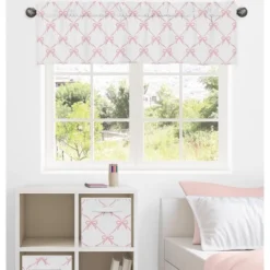 Sweet Jojo Designs Girl Window Valance Treatment 54in. Ballerina And Ballet Bows Pink And White