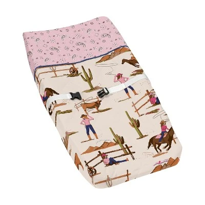 Sweet Jojo Designs Girl Changing Pad Cover Western Cowgirl Pink Brown And Beige 7 Sweet Jojo Designs Girl Changing Pad Cover Western Cowgirl Pink Brown And Beige - Image 5