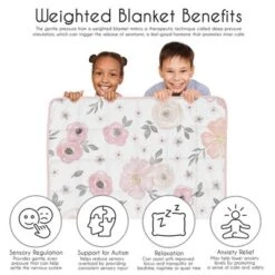 Sweet Jojo Designs Girl Toddler Weighted Blanket 5lbs. For Kids Watercolor Floral Pink And Grey -Sweet Jojo Designs Shop GUEST 850f9809 b937 4507 836d fe054e0f84bb