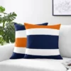 Sweet Jojo Designs Boy Girl Unisex/Gender Neutral Decorative Throw Pillow Covers 18in. (Pillow Inserts Not Included) Stripe Blue Orange And White 2pc