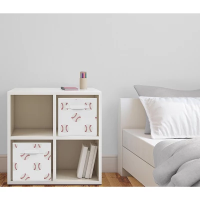 Sweet Jojo Designs Fabric Storage Bins Set Baseball Patch White And Red 3 Sweet Jojo Designs Fabric Storage Bins Set Baseball Patch White And Red