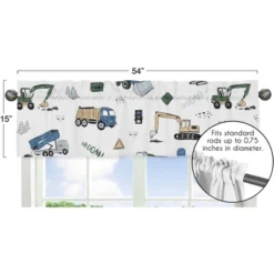 Sweet Jojo Designs Window Valance Treatment 54in. Construction Truck Green Blue And Grey -Sweet Jojo Designs Shop GUEST 9601865a 29e0 4fe8 88ed d483372c68ac
