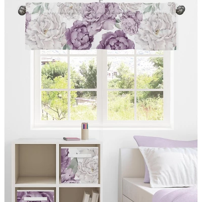 Sweet Jojo Designs Girl Window Valance Treatment 54in. Peony Floral Garden Purple Ivory And Green 3 Sweet Jojo Designs Girl Window Valance Treatment 54in. Peony Floral Garden Purple Ivory And Green
