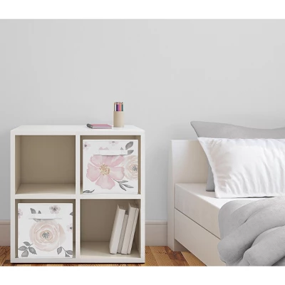 Sweet Jojo Designs Fabric Storage Bins Set Floral Watercolor Pink Grey And White 3 Sweet Jojo Designs Fabric Storage Bins Set Floral Watercolor Pink Grey And White