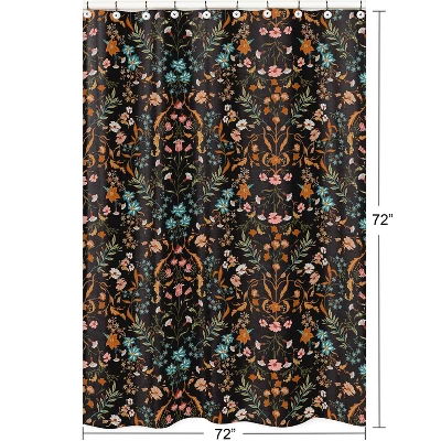 Sweet Jojo Designs Shower Curtain 72in.x72in. Boho Floral Wildflower Black And Orange 4 Sweet Jojo Designs Shower Curtain 72in.x72in. Boho Floral Wildflower Black And Orange - Image 2
