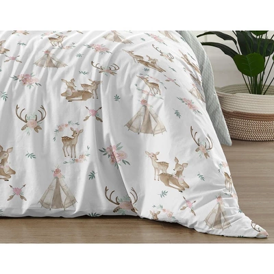 Sweet Jojo Designs Full/Queen Comforter Bedding Set Deer Floral White Taupe And Pink 3pc 7 Sweet Jojo Designs Full/Queen Comforter Bedding Set Deer Floral White Taupe And Pink 3pc - Image 5