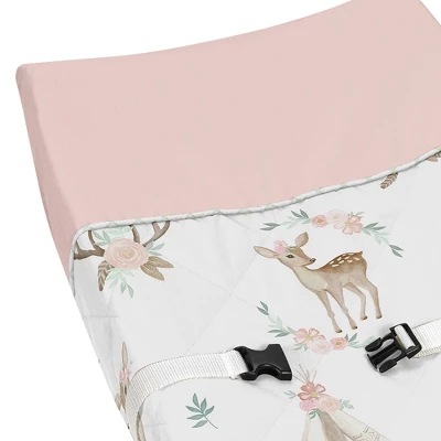 Sweet Jojo Designs Girl Changing Pad Cover Deer Floral Pink Taupe And Green 3 Sweet Jojo Designs Girl Changing Pad Cover Deer Floral Pink Taupe And Green - Image 2