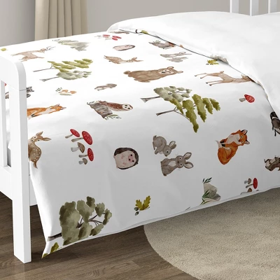 Sweet Jojo Designs Boy Girl Gender Neutral Unisex Toddler Bedding Set Watercolor Woodland Forest Animals Green Brown White 5pc 7 Sweet Jojo Designs Boy Girl Gender Neutral Unisex Toddler Bedding Set Watercolor Woodland Forest Animals Green Brown White 5pc - Image 5