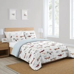 Sweet Jojo Designs Full/Queen Comforter Bedding Set Airplane Red Blue And White 3 Pc