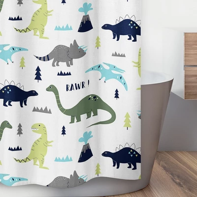 Sweet Jojo Designs Shower Curtain 72in.x72in. Mod Dinosaur Blue And Green 4 Sweet Jojo Designs Shower Curtain 72in.x72in. Mod Dinosaur Blue And Green - Image 2