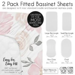 Sweet Jojo Designs Girl Baby Bassinet Fitted Sheets Set Watercolor Floral Pink Grey And White 2pc -Sweet Jojo Designs Shop GUEST a91adf3a 99e4 492e 8af8 947664954853