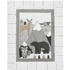 Sweet Jojo Designs Boy, Girl, Unisex/Gender Neutral Toddler Bedding Set Woodland Friends Grey And White 5pc