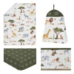 Sweet Jojo Designs Girl Baby Crib Bedding Set - Jungle Animals Collection 4pc