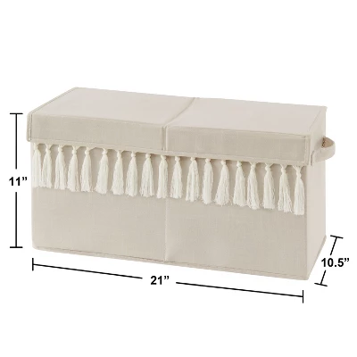Sweet Jojo Designs Boy Or Girl Gender Neutral Unisex Fabric Storage Toy Bin Bohemian Fringe Taupe And Ivory 4 Sweet Jojo Designs Boy Or Girl Gender Neutral Unisex Fabric Storage Toy Bin Bohemian Fringe Taupe And Ivory - Image 2