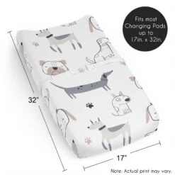 Sweet Jojo Designs Boy, Girl, Unisex/Gender Neutral Changing Pad Sheet Cartoon Puppy Grey Taupe And Blue -Sweet Jojo Designs Shop GUEST b23c1f3d ad36 494f b994 68e08c82fc05