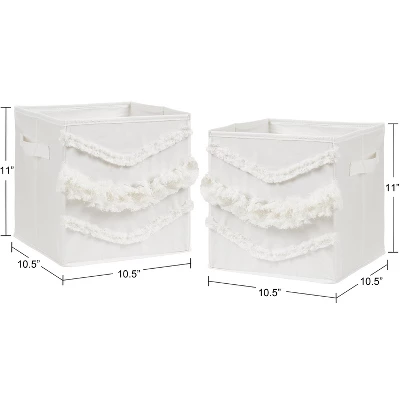 Sweet Jojo Designs Boy Or Girl Gender Neutral Unisex Set Of 2 Kids' Decorative Fabric Storage Bins Bohemian Fringe Ivory 4 Sweet Jojo Designs Boy Or Girl Gender Neutral Unisex Set Of 2 Kids' Decorative Fabric Storage Bins Bohemian Fringe Ivory - Image 2