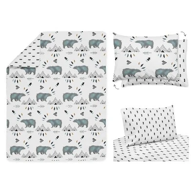 Sweet Jojo Designs Boy Toddler Bedding Set Bear Mountain White And Blue 5pc 4 Sweet Jojo Designs Boy Toddler Bedding Set Bear Mountain White And Blue 5pc - Image 2