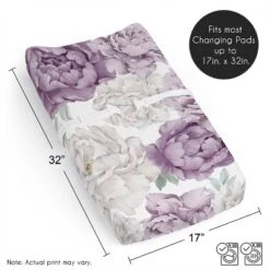 Sweet Jojo Designs Girl Changing Pad Sheet Peony Floral Garden Lavender Purple And Ivory -Sweet Jojo Designs Shop GUEST bbf631b1 0fdb 4e75 a319 7b0aacb38b8c