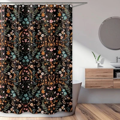 Sweet Jojo Designs Shower Curtain 72in.x72in. Boho Floral Wildflower Black And Orange 3 Sweet Jojo Designs Shower Curtain 72in.x72in. Boho Floral Wildflower Black And Orange