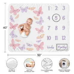 Sweet Jojo Designs Girl Baby Milestone Blanket Butterfly Blush Pink And Purple -Sweet Jojo Designs Shop GUEST c5430059 48af 47a6 a27d 3e6d6ee5408b