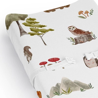 Sweet Jojo Designs Boy Girl Gender Neutral Unisex Changing Pad Sheet Watercolor Woodland Forest Animals Orange Green And Brown 5 Sweet Jojo Designs Boy Girl Gender Neutral Unisex Changing Pad Sheet Watercolor Woodland Forest Animals Orange Green And Brown - Image 3