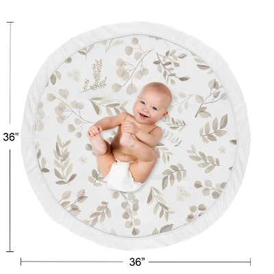 Sweet Jojo Designs Boy Girl Gender Neutral Unisex Baby Tummy Time Playmat Botanical Leaf Collection Taupe And White 5 Sweet Jojo Designs Boy Girl Gender Neutral Unisex Baby Tummy Time Playmat Botanical Leaf Collection Taupe And White - Image 3