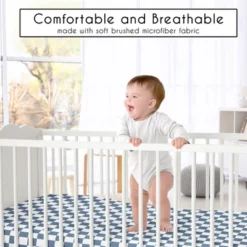 Sweet Jojo Designs Boy, Girl, Unisex/Gender Neutral Baby Fitted Crib Sheet Gingham Checkered Plaid Blue And White