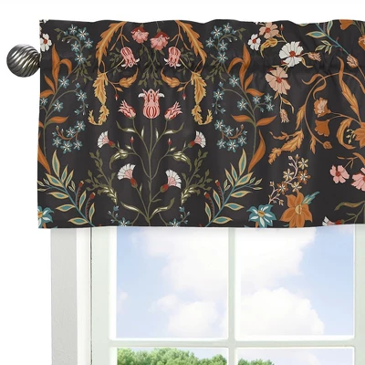 Sweet Jojo Designs Girl Window Valance Treatment 54in. Boho Floral Wildflower Black Orange And Blue 5 Sweet Jojo Designs Girl Window Valance Treatment 54in. Boho Floral Wildflower Black Orange And Blue - Image 3