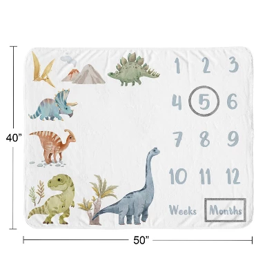 Sweet Jojo Designs Boy Baby Milestone Blanket Watercolor Dinosaur Dino Multicolor 5 Sweet Jojo Designs Boy Baby Milestone Blanket Watercolor Dinosaur Dino Multicolor - Image 3