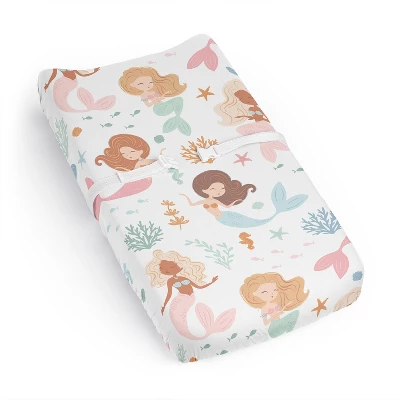 Sweet Jojo Designs Girl Changing Pad Sheet Mermaids Pink Blue And Orange 8 Sweet Jojo Designs Girl Changing Pad Sheet Mermaids Pink Blue And Orange - Image 6