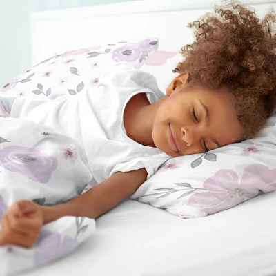 3pc Queen Bedding Set Sweet Jojo Designs Watercolor Floral Lavender/Gray - SWeet Jojo Designs 6 3pc Queen Bedding Set Sweet Jojo Designs Watercolor Floral Lavender/Gray - SWeet Jojo Designs - Image 4