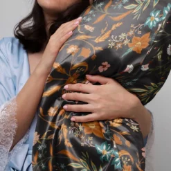 Sweet Jojo Designs Decorative Satin Pillowcases Boho Floral Wildflower Black And Orange 2pc