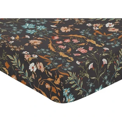 Sweet Jojo Designs Girl Baby Fitted Crib Sheet Boho Floral Wildflower Black Orange And Blue 4 Sweet Jojo Designs Girl Baby Fitted Crib Sheet Boho Floral Wildflower Black Orange And Blue - Image 2