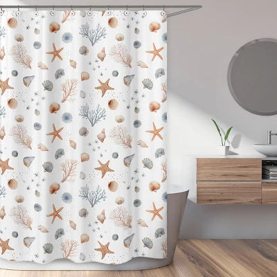 Sweet Jojo Designs Boy, Girl, Unisex/Gender Neutral Shower Curtain 72in.x72in. Seashells Multicolor 3 Sweet Jojo Designs Boy, Girl, Unisex/Gender Neutral Shower Curtain 72in.x72in. Seashells Multicolor