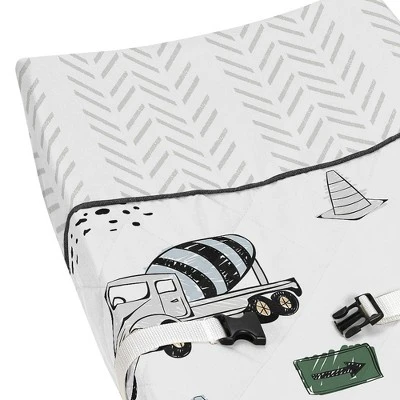 Sweet Jojo Designs Boy Changing Pad Cover Construction Truck Green Blue And Grey 4 Sweet Jojo Designs Boy Changing Pad Cover Construction Truck Green Blue And Grey - Image 2
