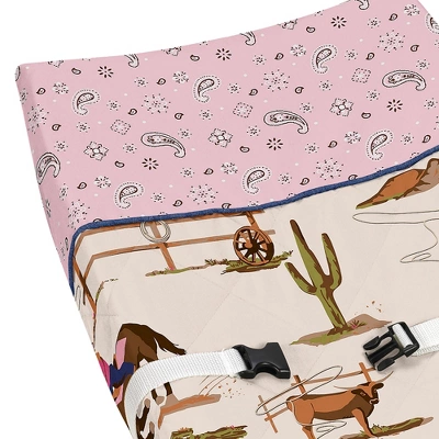 Sweet Jojo Designs Girl Changing Pad Cover Western Cowgirl Pink Brown And Beige 4 Sweet Jojo Designs Girl Changing Pad Cover Western Cowgirl Pink Brown And Beige - Image 2