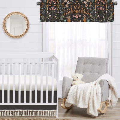 Sweet Jojo Designs Girl Window Valance Treatment 54in. Boho Floral Wildflower Black Orange And Blue 4 Sweet Jojo Designs Girl Window Valance Treatment 54in. Boho Floral Wildflower Black Orange And Blue - Image 2